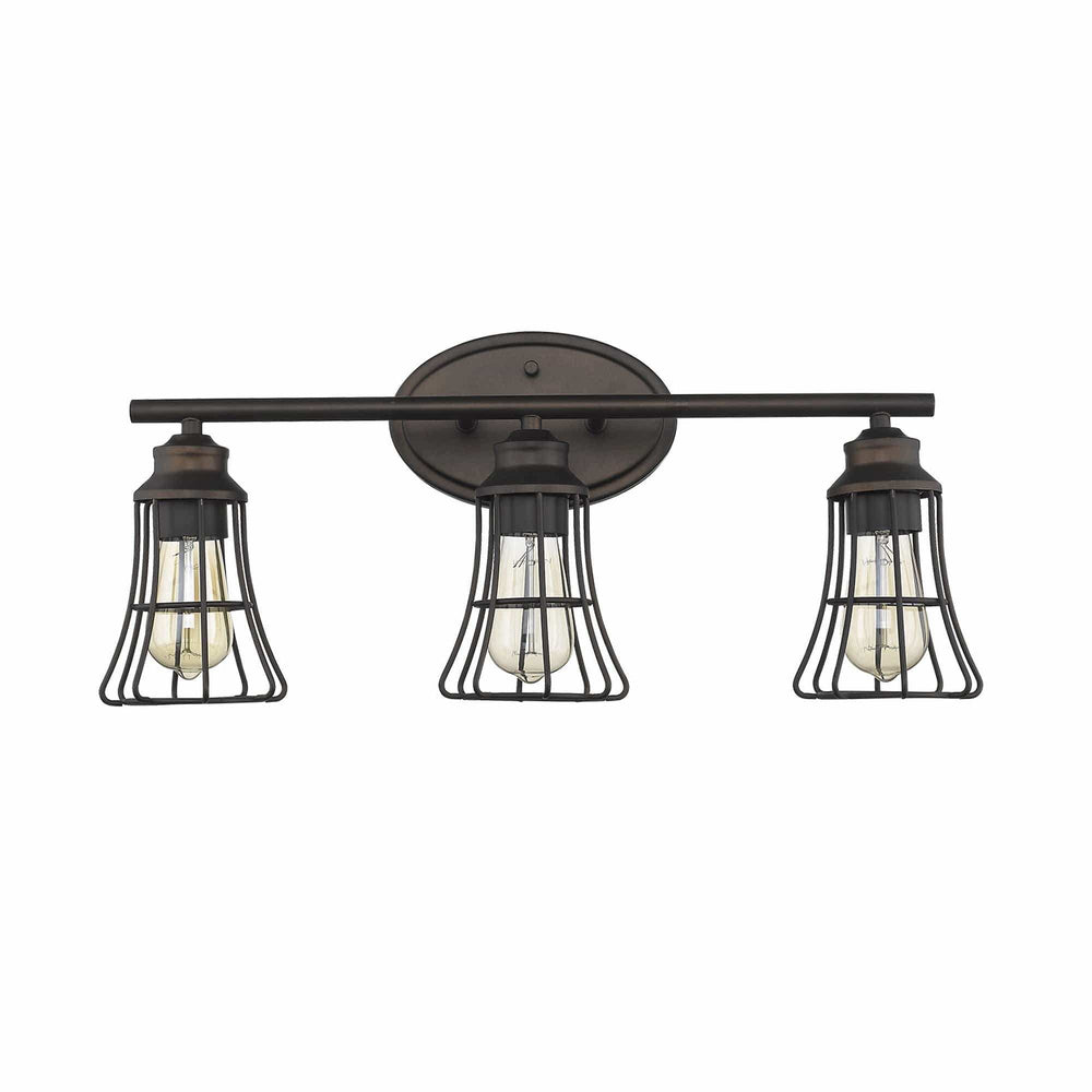 Three Light Bronze Cage Wall Light - Homeroots - Flyclothing LLC