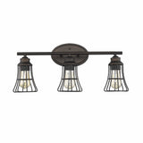 Three Light Bronze Cage Wall Light - Homeroots - Flyclothing LLC