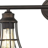 Three Light Bronze Cage Wall Light - Homeroots - Flyclothing LLC