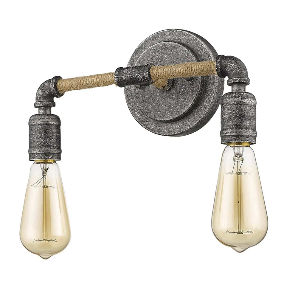 Two Light Industrial Textured Gray Wall Light - Homeroots - Flyclothing LLC