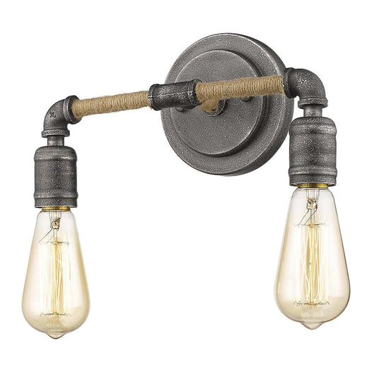 Two Light Industrial Textured Gray Wall Light - Homeroots - Flyclothing LLC