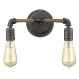 Two Light Industrial Textured Gray Wall Light - Homeroots - Flyclothing LLC
