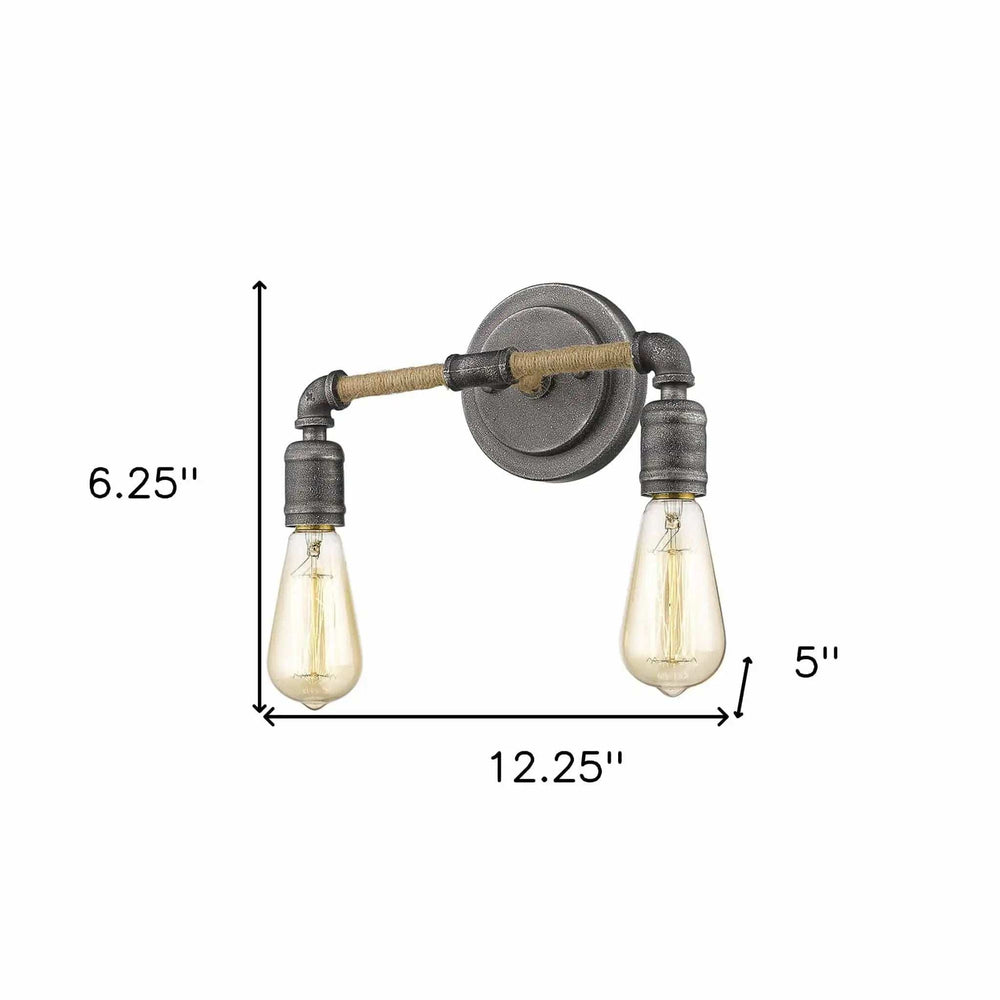 Two Light Industrial Textured Gray Wall Light - Homeroots - Flyclothing LLC