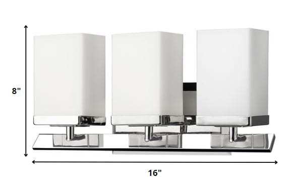 Three Light Silver Frosted Glass Wall Sconce - Homeroots - Flyclothing LLC