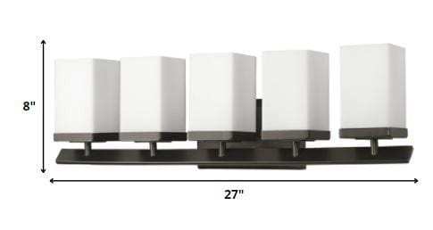 Burgundy 5-Light Oil-Rubbed Bronze Vanity Light With Etched Glass Shades - Homeroots - Flyclothing LLC