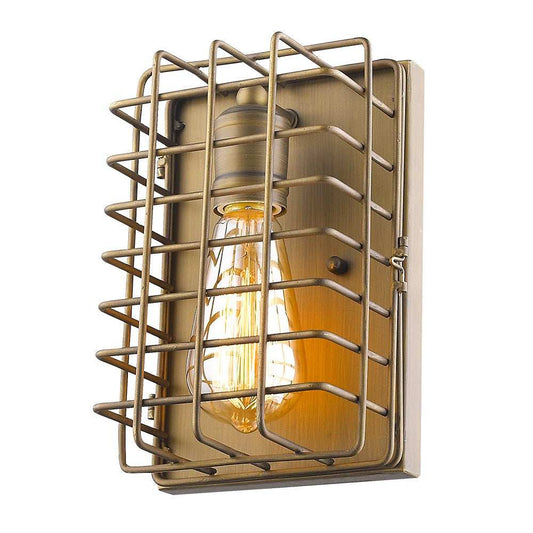 Light Gold Cage Wall Sconce - Homeroots - Flyclothing LLC