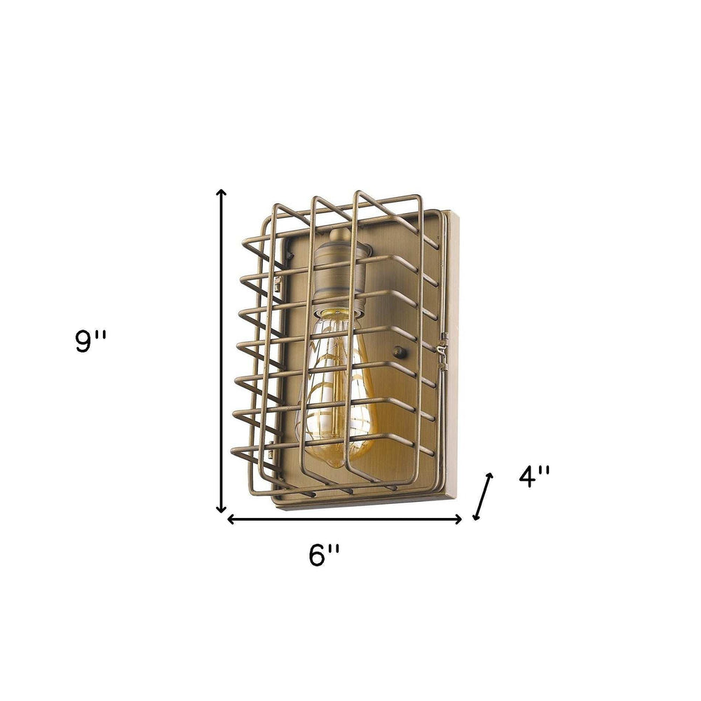 Light Gold Cage Wall Sconce - Homeroots - Flyclothing LLC