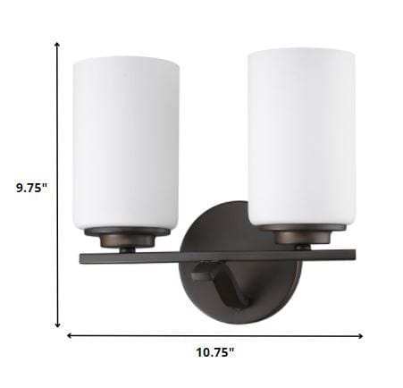 Two Light Bronze and Glass Wall Sconce - Homeroots - Flyclothing LLC