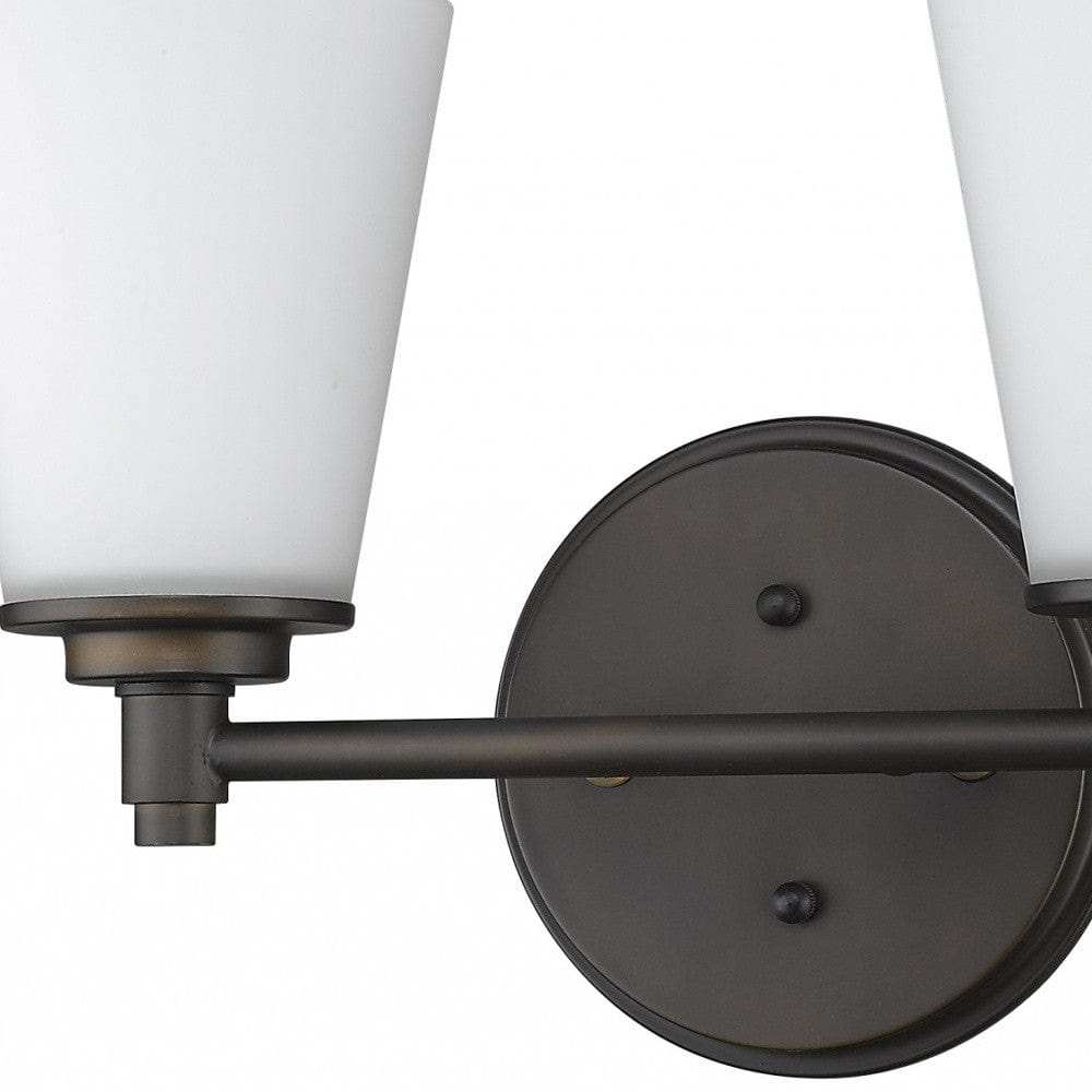 Two Light Bronze Wall Light with Frosted Glass Shade - Homeroots - Flyclothing LLC