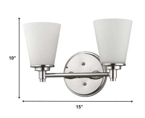 Two Light Silver Wall Light with Frosted Glass Shade - Homeroots - Flyclothing LLC