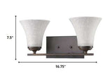 Two Light Bronze Wall Light with Tapered Glass Shade - Homeroots - Flyclothing LLC