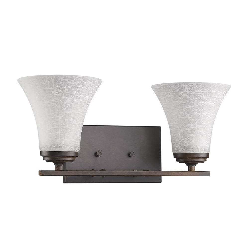 Two Light Bronze Wall Light with Tapered Glass Shade - Homeroots - Flyclothing LLC
