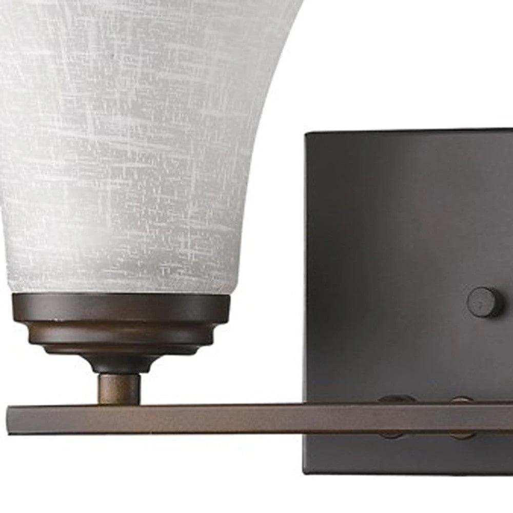 Two Light Bronze Wall Light with Tapered Glass Shade - Homeroots - Flyclothing LLC