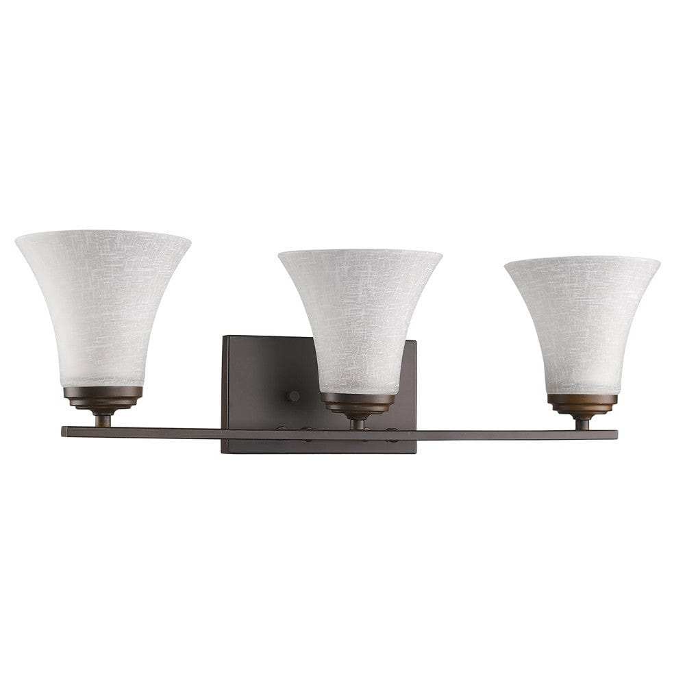 Three Light Bronze Wall Light with Tapered Glass Shade - Homeroots - Flyclothing LLC