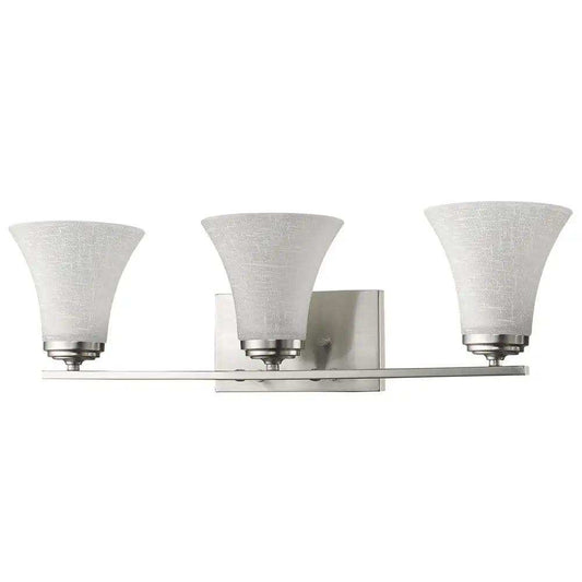 Three Light Silver Wall Light with Tapered Glass Shade - Homeroots - Flyclothing LLC