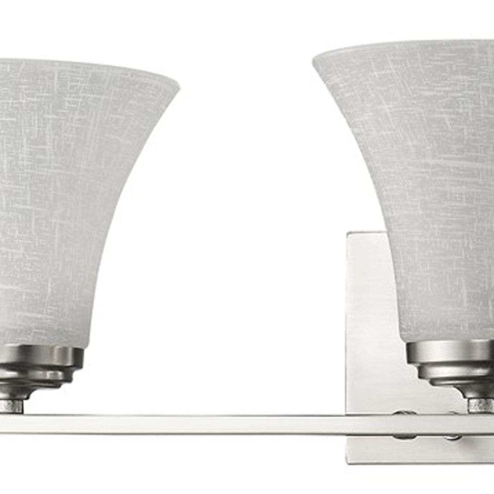 Three Light Silver Wall Light with Tapered Glass Shade - Homeroots - Flyclothing LLC