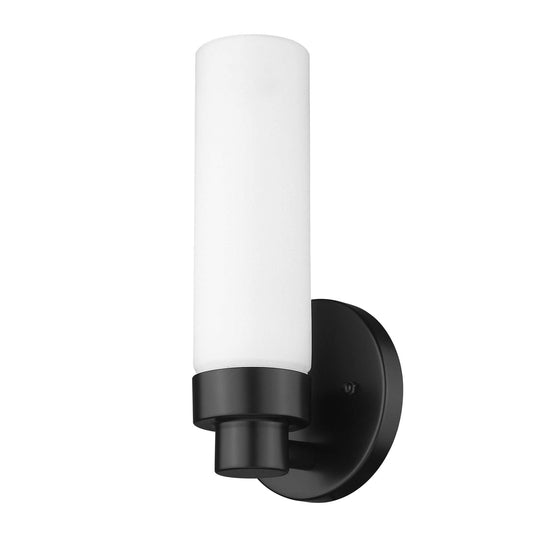 Matte Black Wall Light with Narrow Frosted Glass Shade - Homeroots - Flyclothing LLC