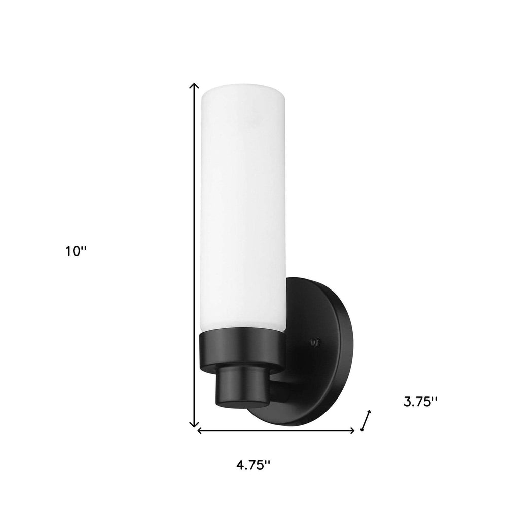 Matte Black Wall Light with Narrow Frosted Glass Shade - Homeroots - Flyclothing LLC