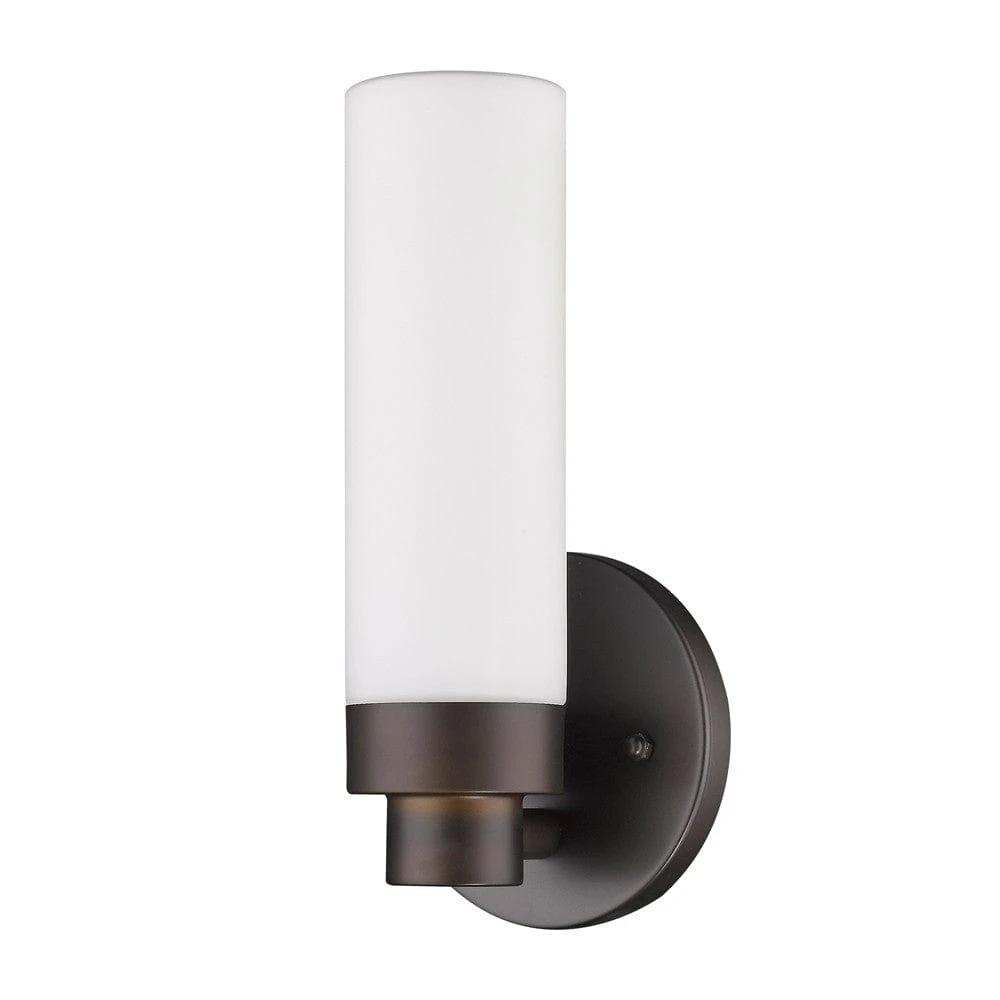 Bronze Wall Light with Narrow Frosted Glass Shade - Homeroots - Flyclothing LLC