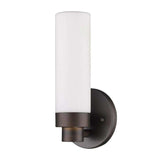Bronze Wall Light with Narrow Frosted Glass Shade - Homeroots - Flyclothing LLC