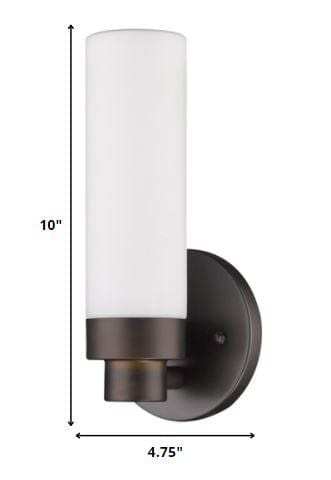 Bronze Wall Light with Narrow Frosted Glass Shade - Homeroots - Flyclothing LLC
