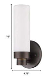 Bronze Wall Light with Narrow Frosted Glass Shade - Homeroots - Flyclothing LLC