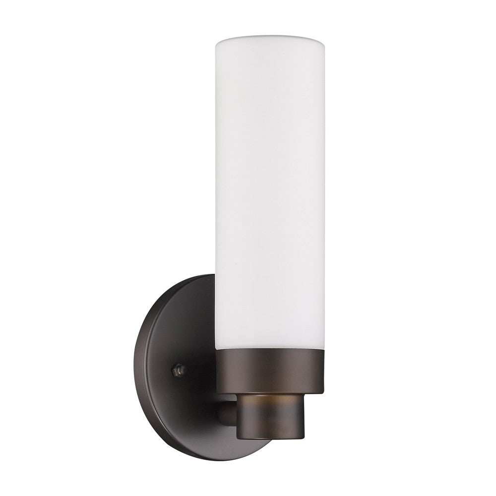 Bronze Wall Light with Narrow Frosted Glass Shade - Homeroots - Flyclothing LLC