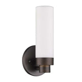 Bronze Wall Light with Narrow Frosted Glass Shade - Homeroots - Flyclothing LLC