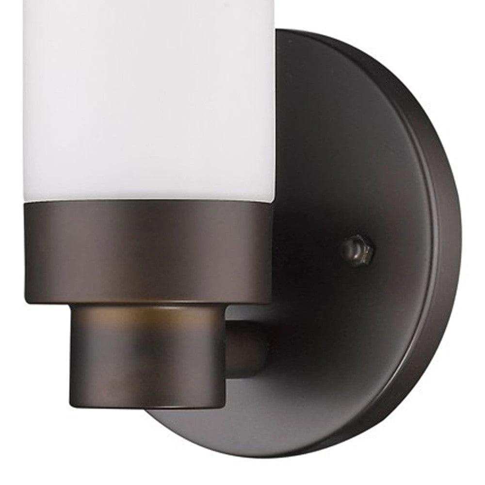 Bronze Wall Light with Narrow Frosted Glass Shade - Homeroots - Flyclothing LLC