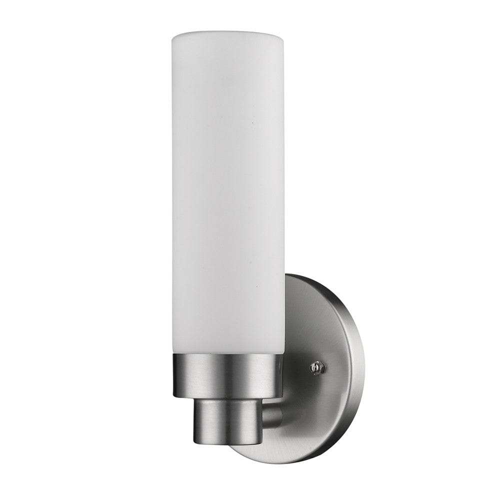 Silver Wall Light with Narrow Frosted Glass Shade - Homeroots - Flyclothing LLC