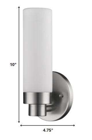 Silver Wall Light with Narrow Frosted Glass Shade - Homeroots - Flyclothing LLC