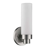 Silver Wall Light with Narrow Frosted Glass Shade - Homeroots - Flyclothing LLC