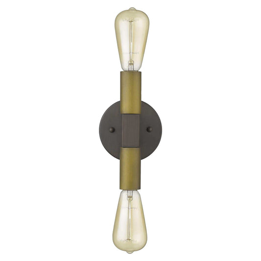 Two Light Brass and Wood Wall Sconce - Homeroots - Flyclothing LLC