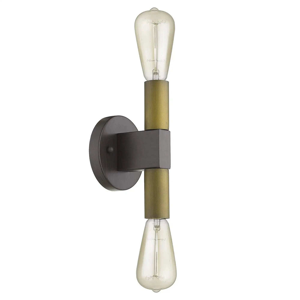 Two Light Brass and Wood Wall Sconce - Homeroots - Flyclothing LLC