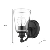One Light Matte Black Glass Shade Wall Sconce - Homeroots - Flyclothing LLC