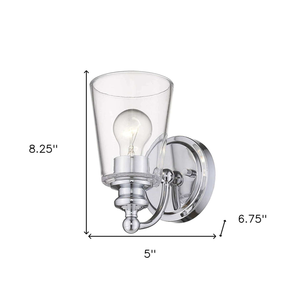 One Light Silver Glass Shade Wall Sconce - Homeroots - Flyclothing LLC