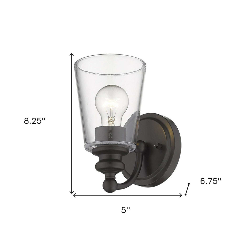 One Light Antique Bronze Glass Shade Wall Sconce - Homeroots - Flyclothing LLC