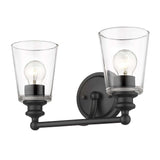 Two Light Matte Black Glass Shade Wall Sconce - Homeroots - Flyclothing LLC