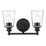 Two Light Matte Black Glass Shade Wall Sconce - Homeroots - Flyclothing LLC