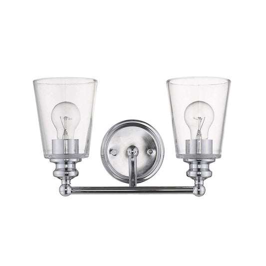 Two Light Silver Glass Shade Wall Sconce - Homeroots - Flyclothing LLC