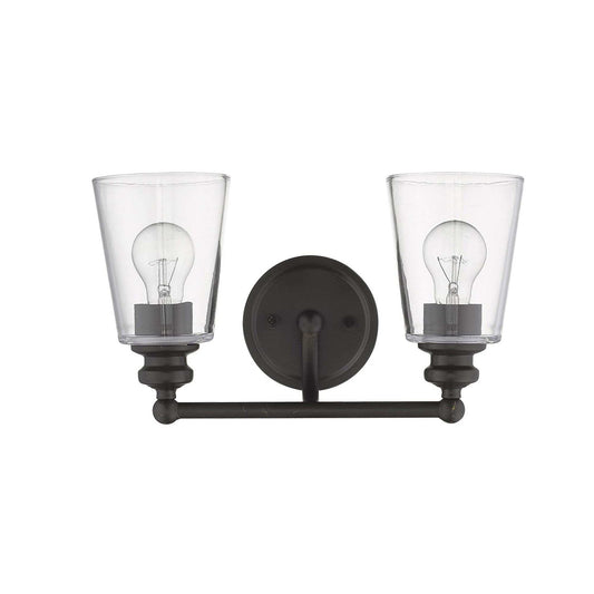 Two Light Antique Bronze Glass Shade Wall Sconce - Homeroots - Flyclothing LLC