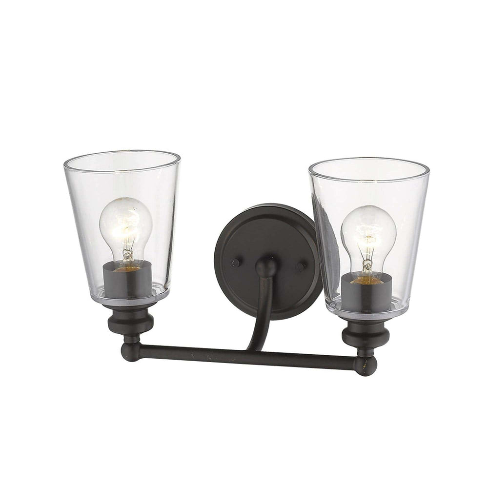 Two Light Antique Bronze Glass Shade Wall Sconce - Homeroots - Flyclothing LLC