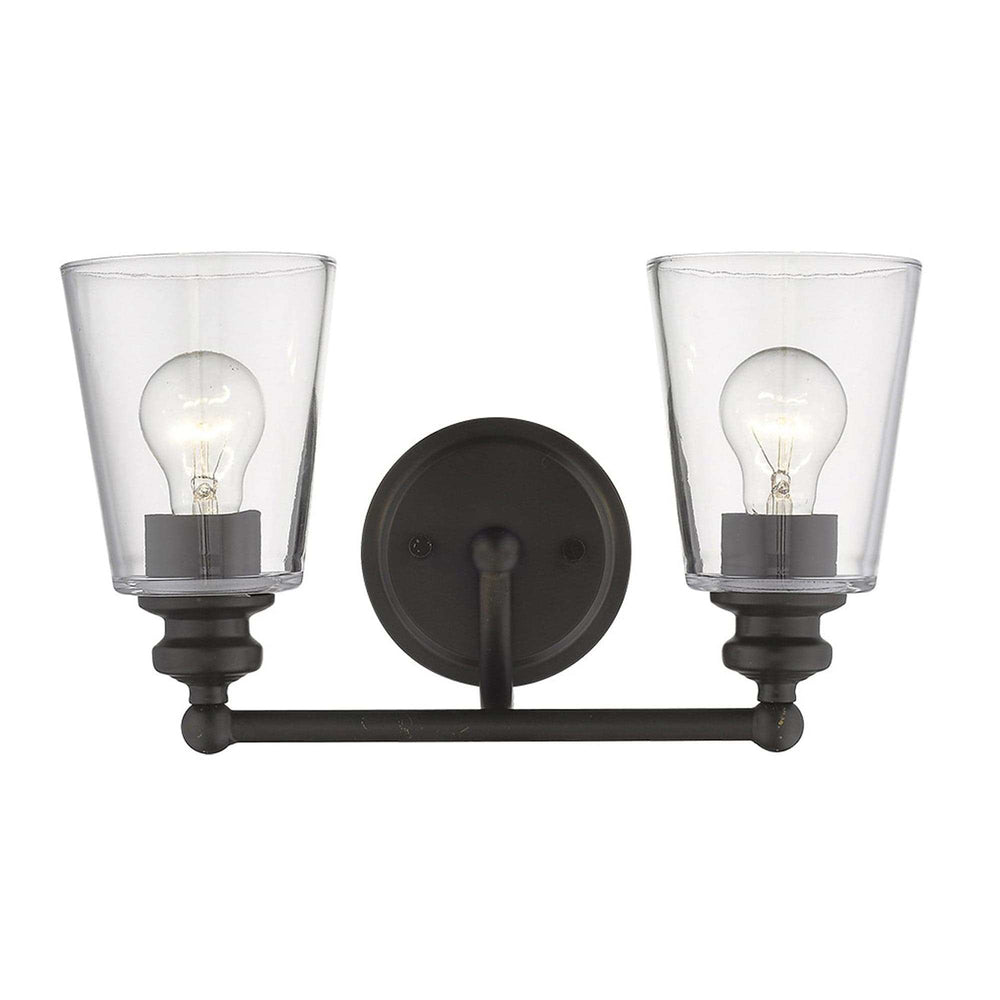 Two Light Antique Bronze Glass Shade Wall Sconce - Homeroots - Flyclothing LLC