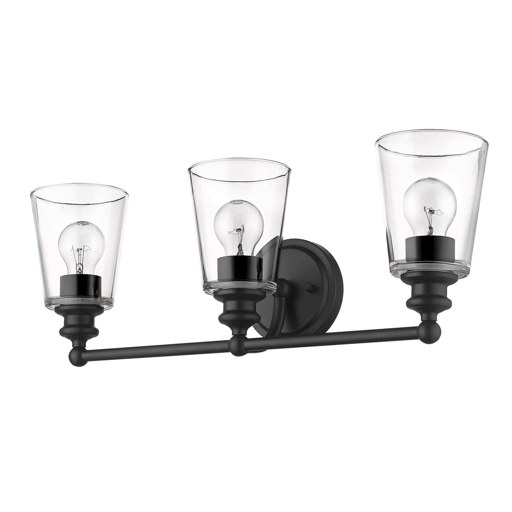 Three Light Matte Black Glass Shade Wall Sconce - Homeroots - Flyclothing LLC