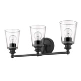Three Light Matte Black Glass Shade Wall Sconce - Homeroots - Flyclothing LLC