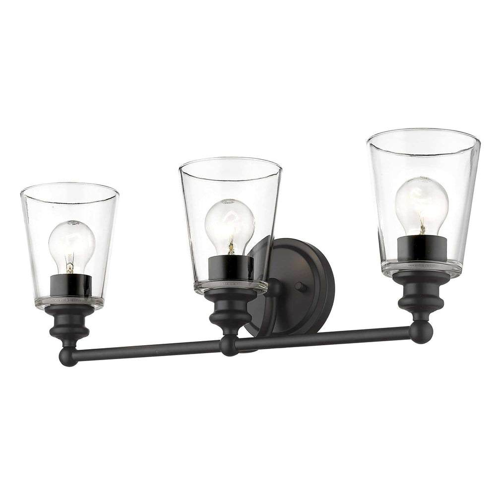 Three Light Matte Black Glass Shade Wall Sconce - Homeroots - Flyclothing LLC