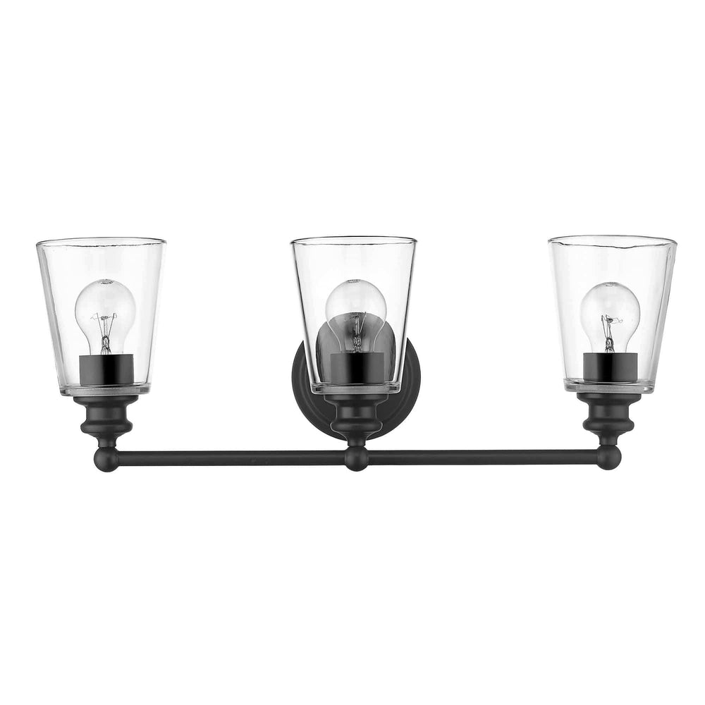 Three Light Matte Black Glass Shade Wall Sconce - Homeroots - Flyclothing LLC