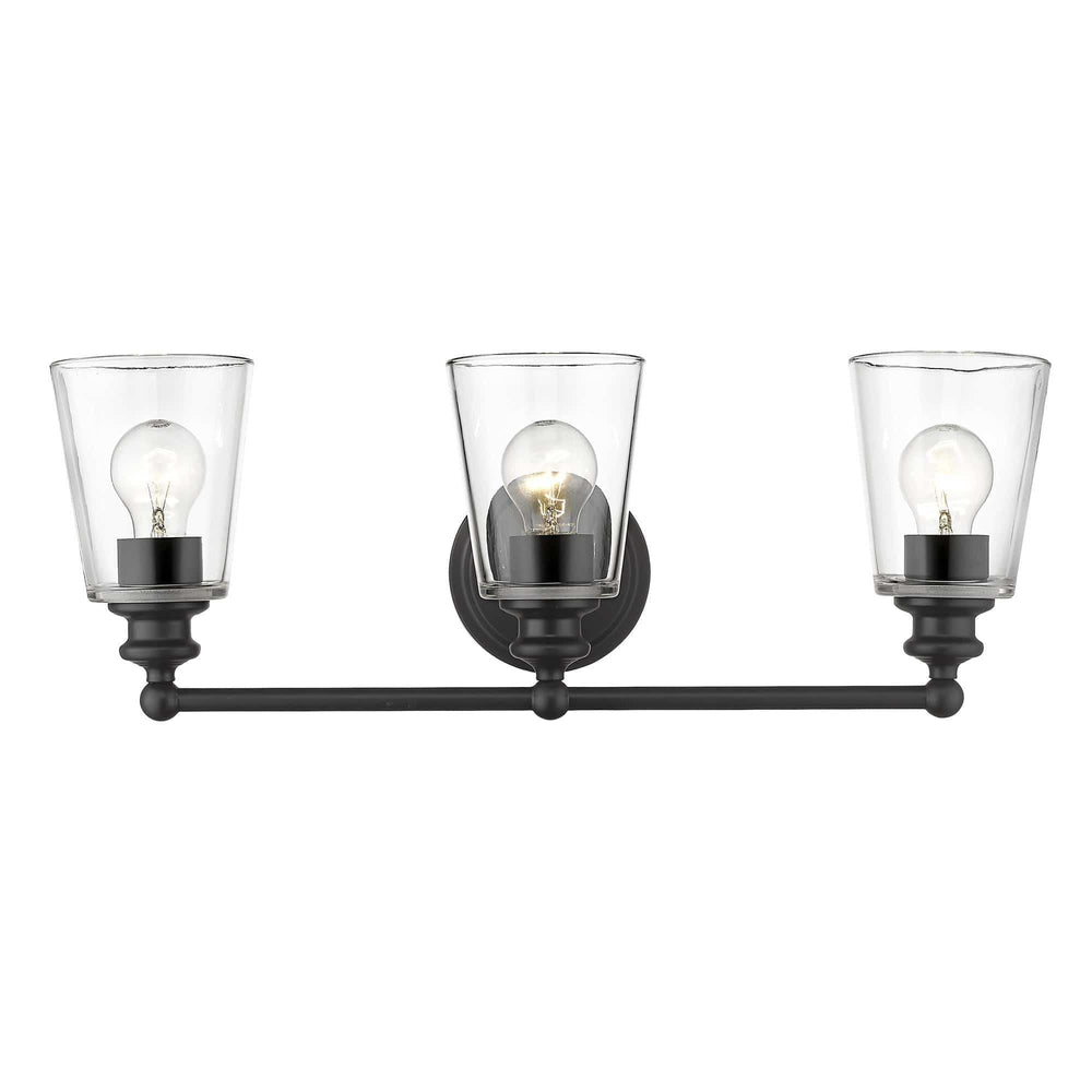 Three Light Matte Black Glass Shade Wall Sconce - Homeroots - Flyclothing LLC