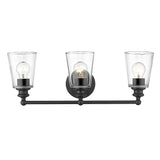 Three Light Matte Black Glass Shade Wall Sconce - Homeroots - Flyclothing LLC