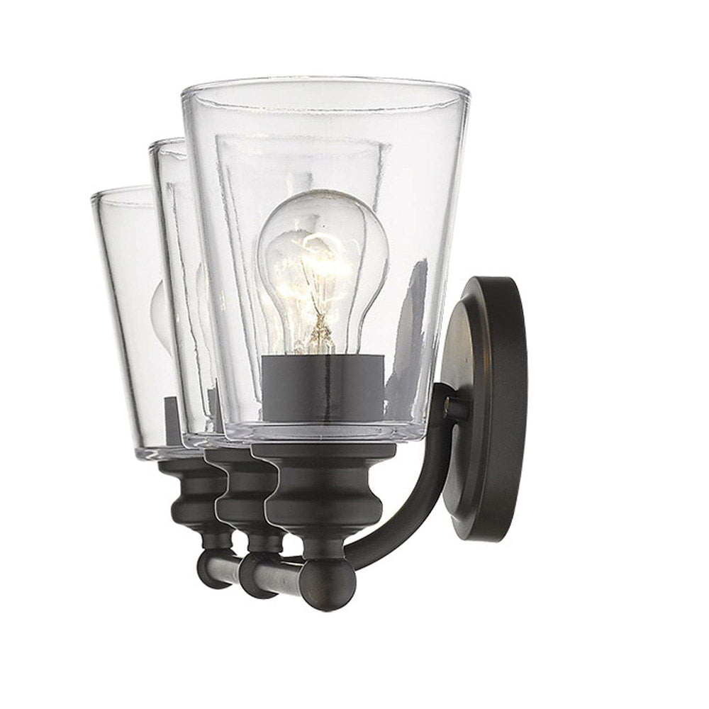 Three Light Antique Bronze Glass Shade Wall Sconce - Homeroots - Flyclothing LLC